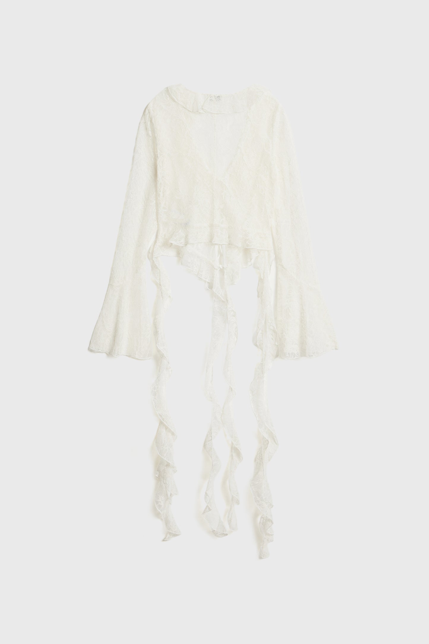 FRILL-TRIMMED LACE BLOUSE