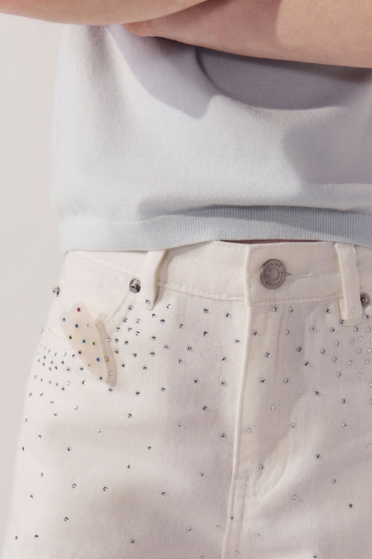 EMBELLISHED DENIM BERMUDAS