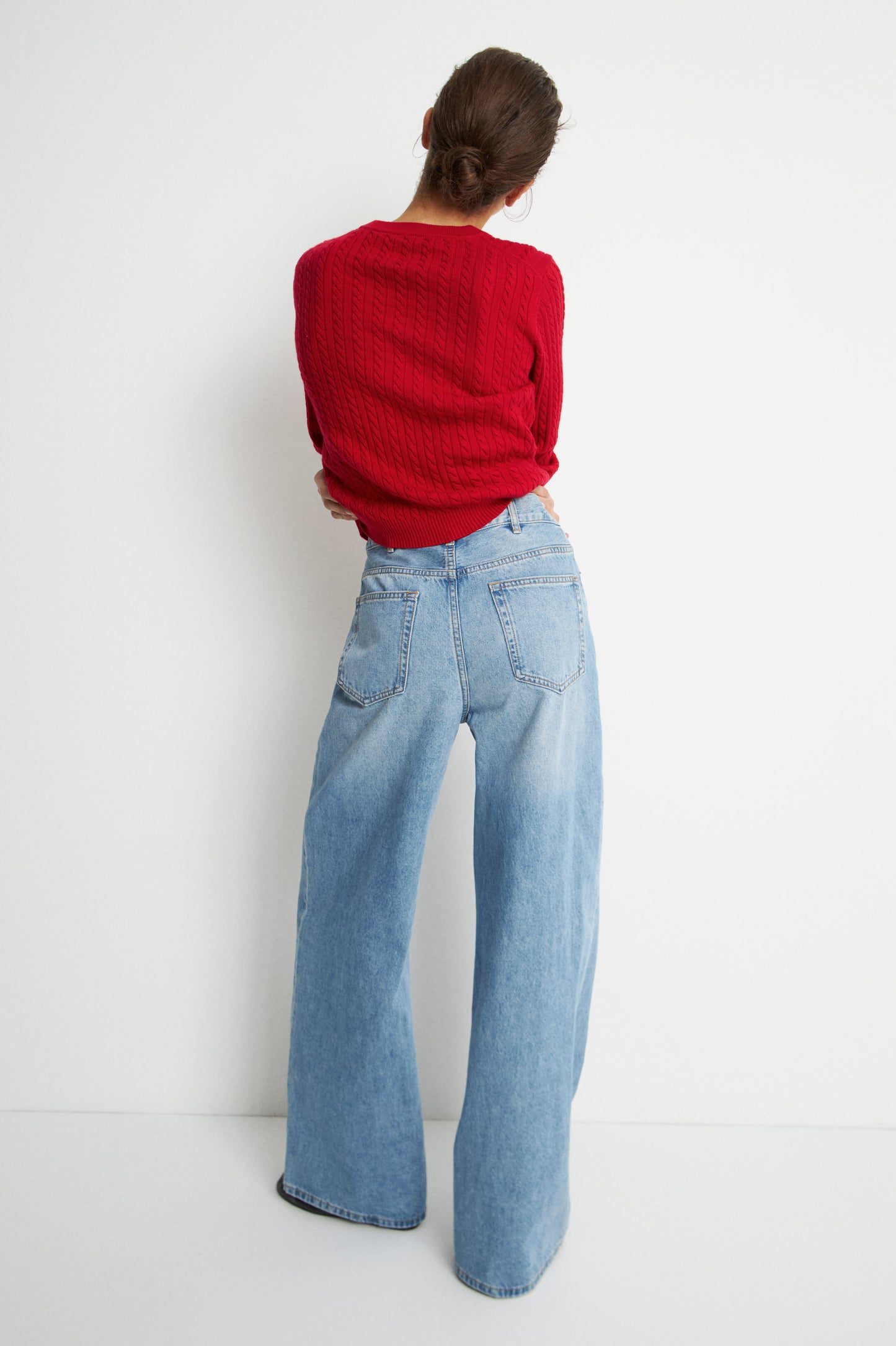 COTTON-VISCOSE WIDE LEG JEANS