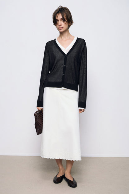 EMBROIDERY-DETAIL COTTON SKIRT