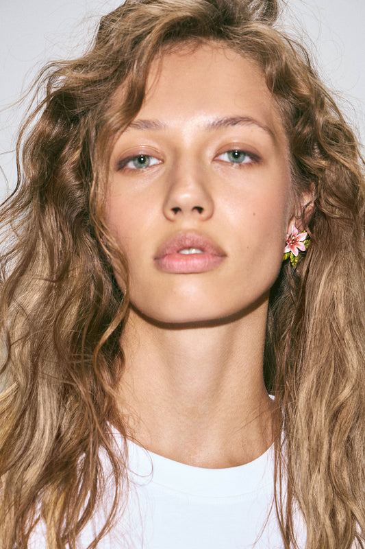 ENAMELLED FLOWER EARRINGS